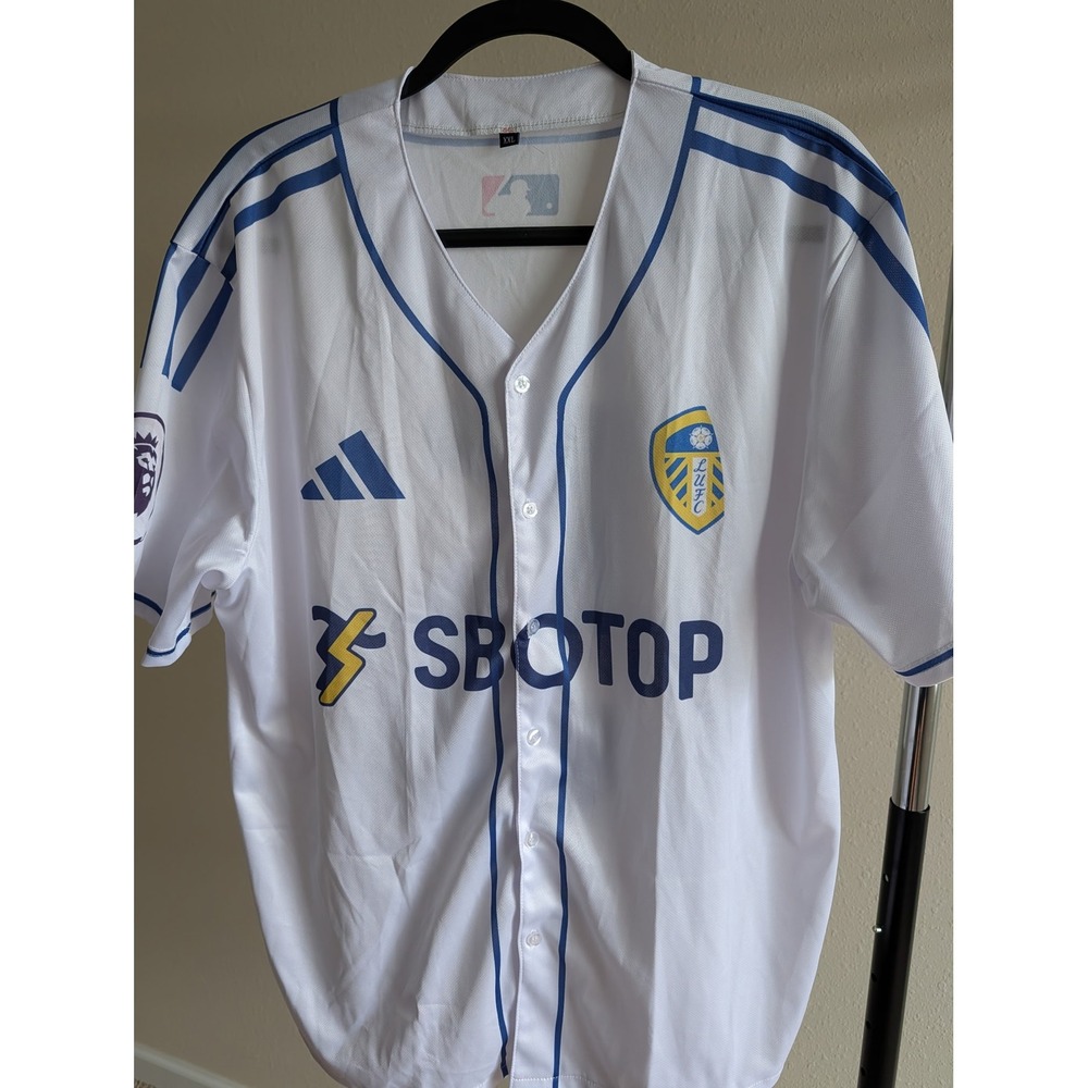 Leeds United Premier League Baseball Mashup Jersey White Blue XXL SBOTOP #5